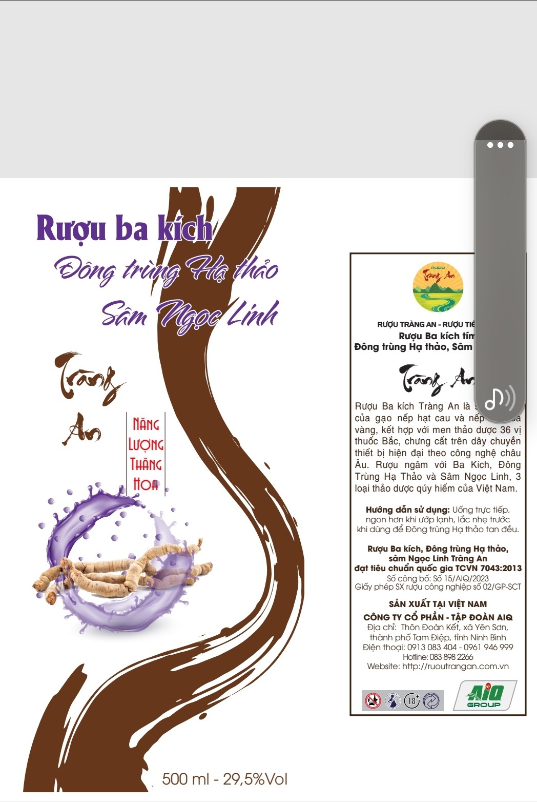 rượu ba kích đông trùng hạ thảo sâm ngọc Linh Tràng An